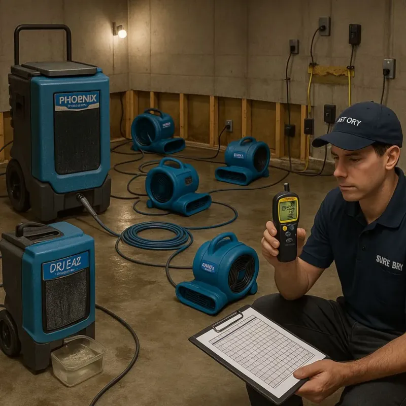 Structural Drying and Dehumidification process in Three Lakes, FL